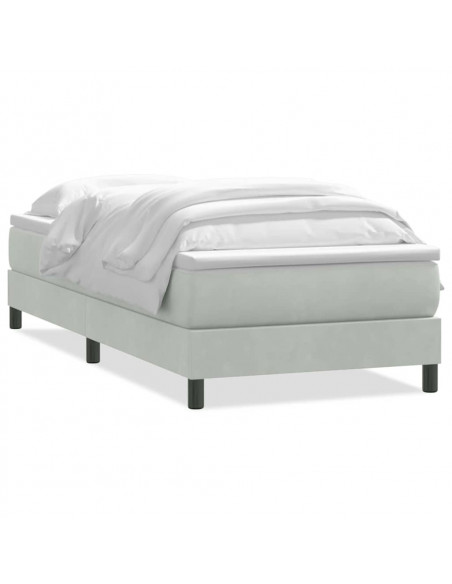 Giroletto a Molle con Materasso Grigio Chiaro 80x220 cm Velluto