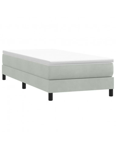 Giroletto a Molle con Materasso Grigio Chiaro 80x220 cm Velluto