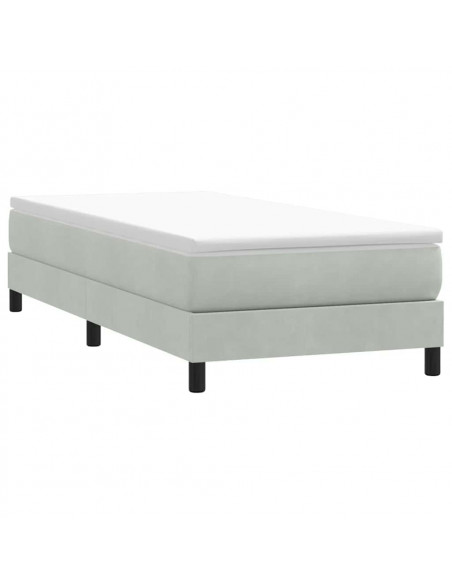 Giroletto a Molle con Materasso Grigio Chiaro 80x220 cm Velluto