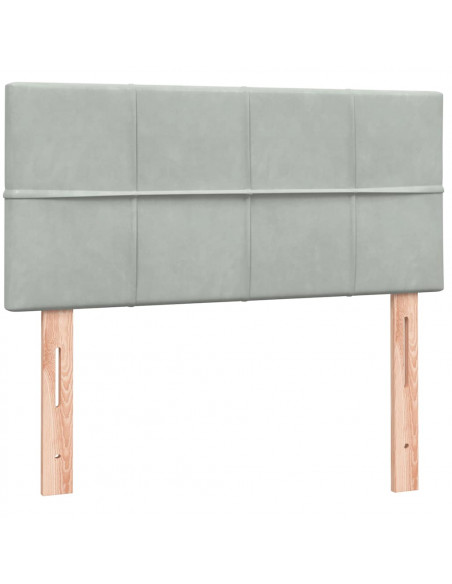 Letto a Molle con Materasso e LED grigio chiaro 90x210 cm Velluto