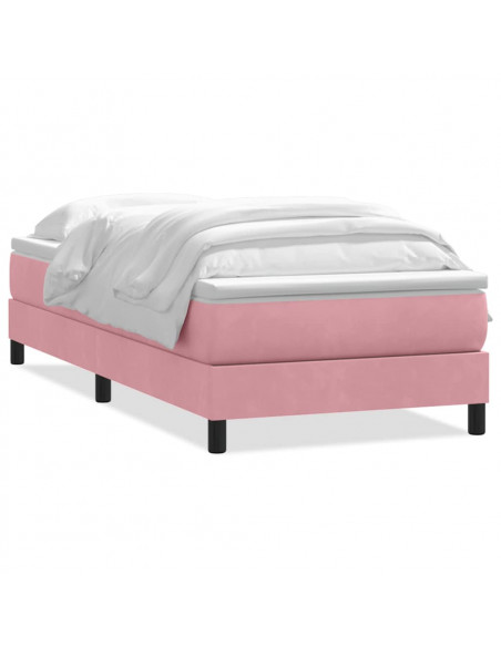 Giroletto a Molle con Materasso Rosa 100x220 cm in Velluto