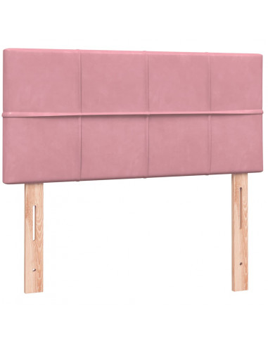 Letto a Molle con Materasso e LED Rosa 100x220 cm in Velluto