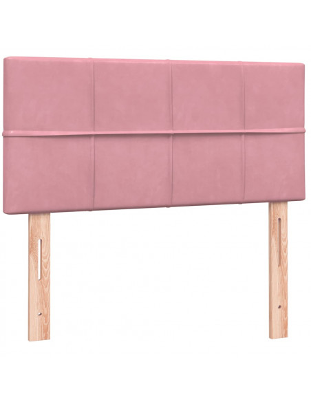 Letto a Molle con Materasso e LED Rosa 100x220 cm in Velluto