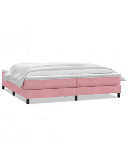 Giroletto a Molle con Materasso Rosa 200x210 cm in Velluto
