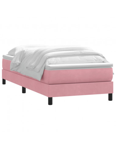 Giroletto a Molle con Materasso Rosa 80x220 cm Velluto