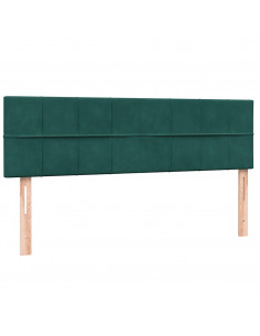 Letto a Molle con Materasso e LED Verde Scuro 160x220 cm Velluto