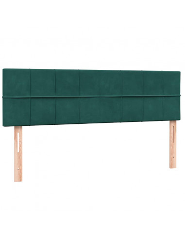 Letto a Molle con Materasso e LED Verde Scuro 160x220 cm Velluto