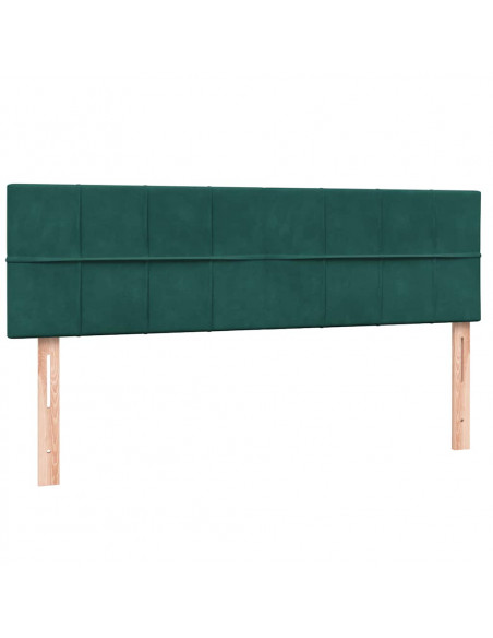 Letto a Molle con Materasso e LED Verde Scuro 160x220 cm Velluto