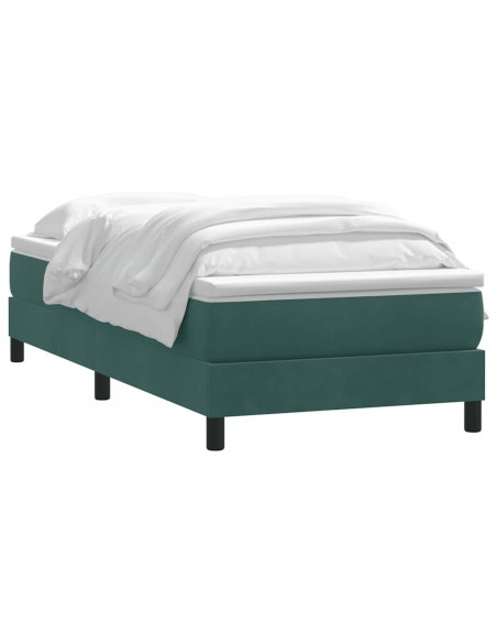 Giroletto a Molle con Materasso Verde Scuro 80x220 cm Velluto
