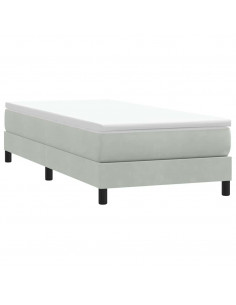 Letto a Molle senza Materasso Grigio Chiaro 100x220cm Velluto 2
