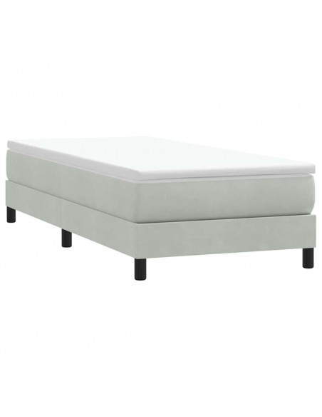 Letto a Molle senza Materasso Grigio Chiaro 100x220cm Velluto