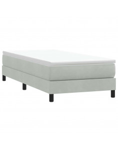 Letto a Molle senza Materasso Grigio Chiaro 90x220 cm Velluto 2