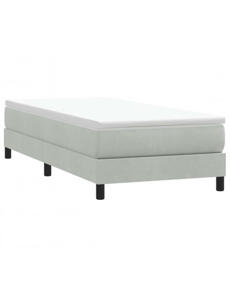 Letto a Molle senza Materasso Grigio Chiaro 90x220 cm Velluto