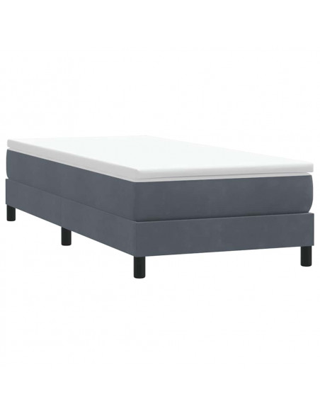 Letto a Molle senza Materasso Grigio Scuro 80x220 cm Velluto