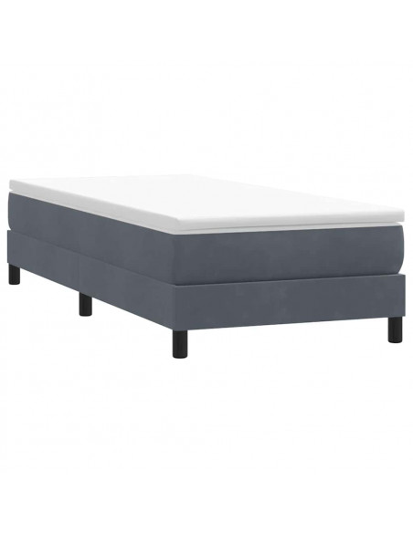 Letto a Molle senza Materasso Grigio Scuro 90x220 cm Velluto