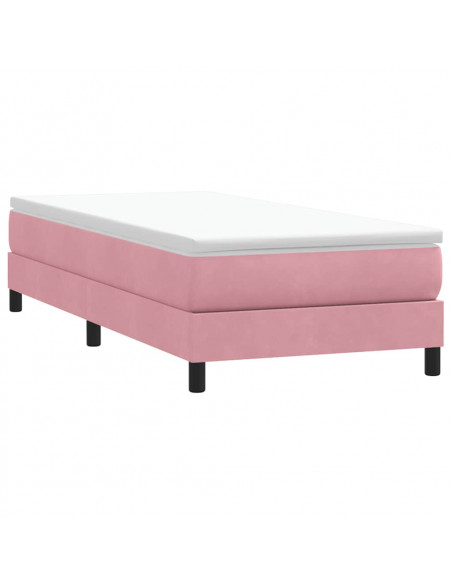 Letto a Molle senza Materasso Rosa 100x220 cm in Velluto