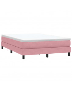 Letto a Molle senza Materasso Rosa 140x220 cm in Velluto 2