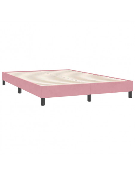 Letto a Molle senza Materasso Rosa 140x220 cm in Velluto