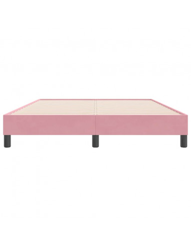 Letto a Molle senza Materasso Rosa 160x220 cm in Velluto