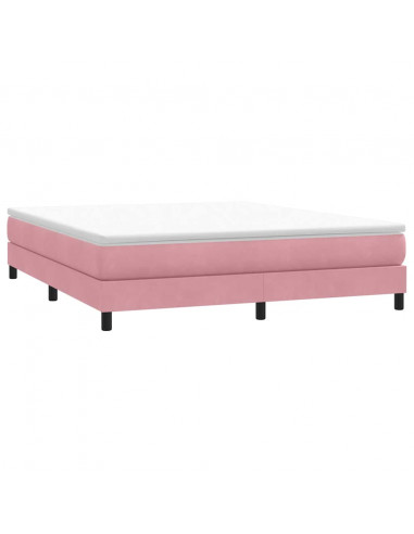 Letto a Molle senza Materasso Rosa 180x220 cm in Velluto