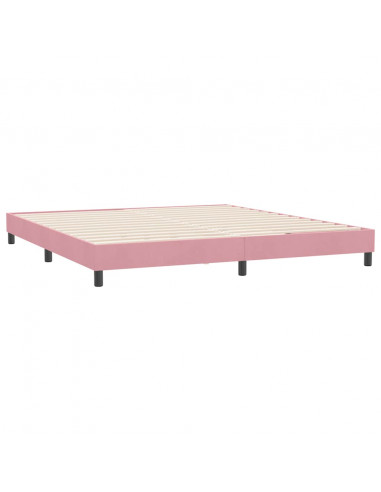 Letto a Molle senza Materasso Rosa 180x220 cm in Velluto