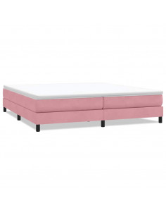 Letto a Molle senza Materasso Rosa 200x210 cm in Velluto