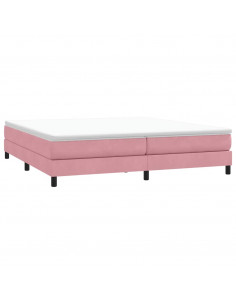 Letto a Molle senza Materasso Rosa 200x210 cm in Velluto 2