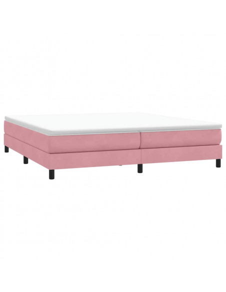 Letto a Molle senza Materasso Rosa 200x210 cm in Velluto