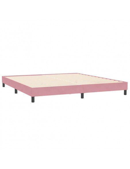 Letto a Molle senza Materasso Rosa 200x220 cm in Velluto