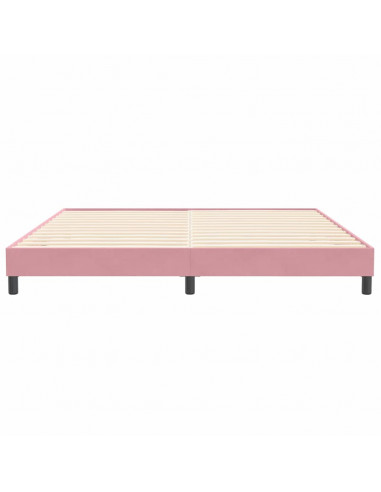Letto a Molle senza Materasso Rosa 200x220 cm in Velluto