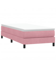 Letto a Molle senza Materasso Rosa 80x220 cm Velluto 2