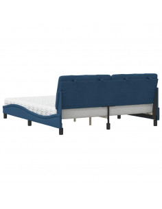 Letto con Materasso Blu 180x200 cm in Tessuto