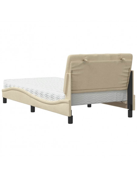 Letto con Materasso Crema 100x200 cm in Tessuto