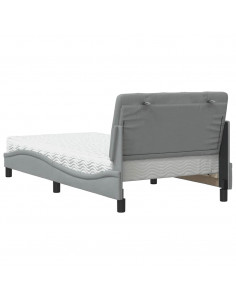 Letto con Materasso Grigio Chiaro 100x200 cm in Tessuto