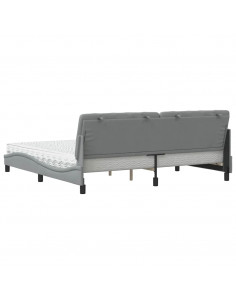 Letto con Materasso Grigio Chiaro 200x200 cm in Tessuto