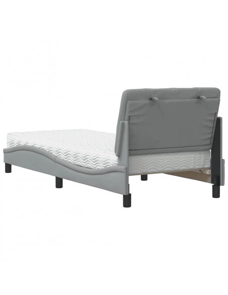 Letto con Materasso Grigio Chiaro 80x200 cm in Tessuto