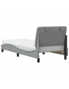 Letto con Materasso Grigio Chiaro 90x190 cm in Tessuto