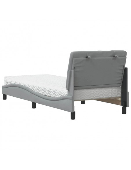 Letto con Materasso Grigio Chiaro 90x190 cm in Tessuto