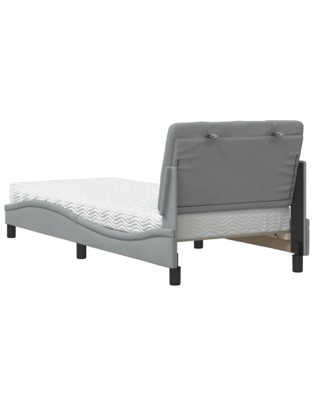 Letto con Materasso Grigio Chiaro 90x200 cm in Tessuto