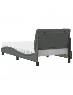 Letto con Materasso Grigio Scuro 100x200 cm in Tessuto