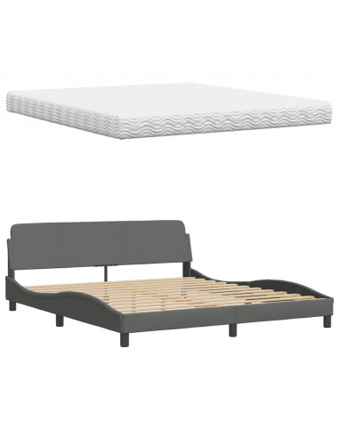 Letto con Materasso Grigio Scuro 180x200 cm Tessuto