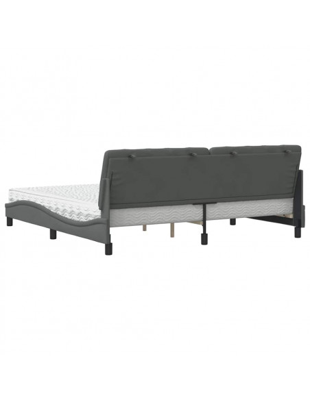 Letto con Materasso Grigio Scuro 200x200 cm in Tessuto