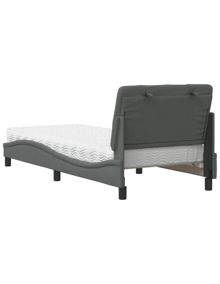 Letto con Materasso Grigio Scuro 90x190 cm in Tessuto