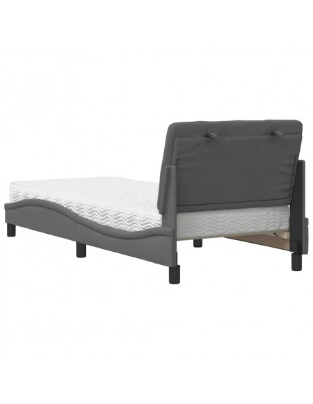 Letto con Materasso Grigio Scuro 90x200 cm in Tessuto
