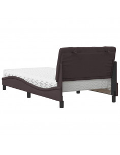 Letto con Materasso Marrone Scuro 100x200 cm in Tessuto