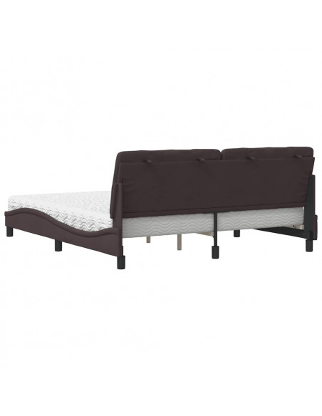Letto con Materasso Marrone Scuro 180x200cm Tessuto
