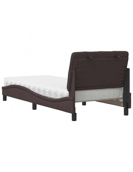 Letto con Materasso Marrone Scuro 90x200 cm in Tessuto