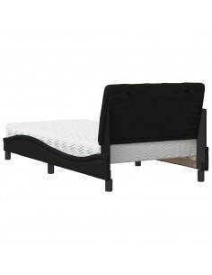 Letto con Materasso Nero 100x200 cm in Tessuto