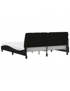 Letto con Materasso Nero 180x200 cm in Tessuto