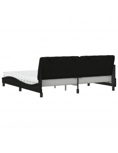 Letto con Materasso Nero 200x200 cm in Tessuto